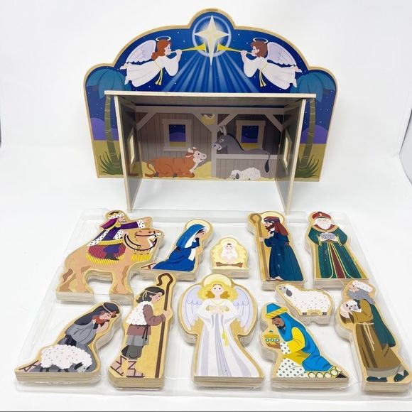 Melissa & Doug Toys Melissa Doug Wooden Christmas Nativity Set The